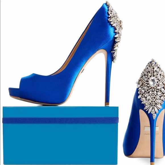 Badgley Mischka Kiara Rhinestone Peep Toe Pumps - Picture 6 of 8